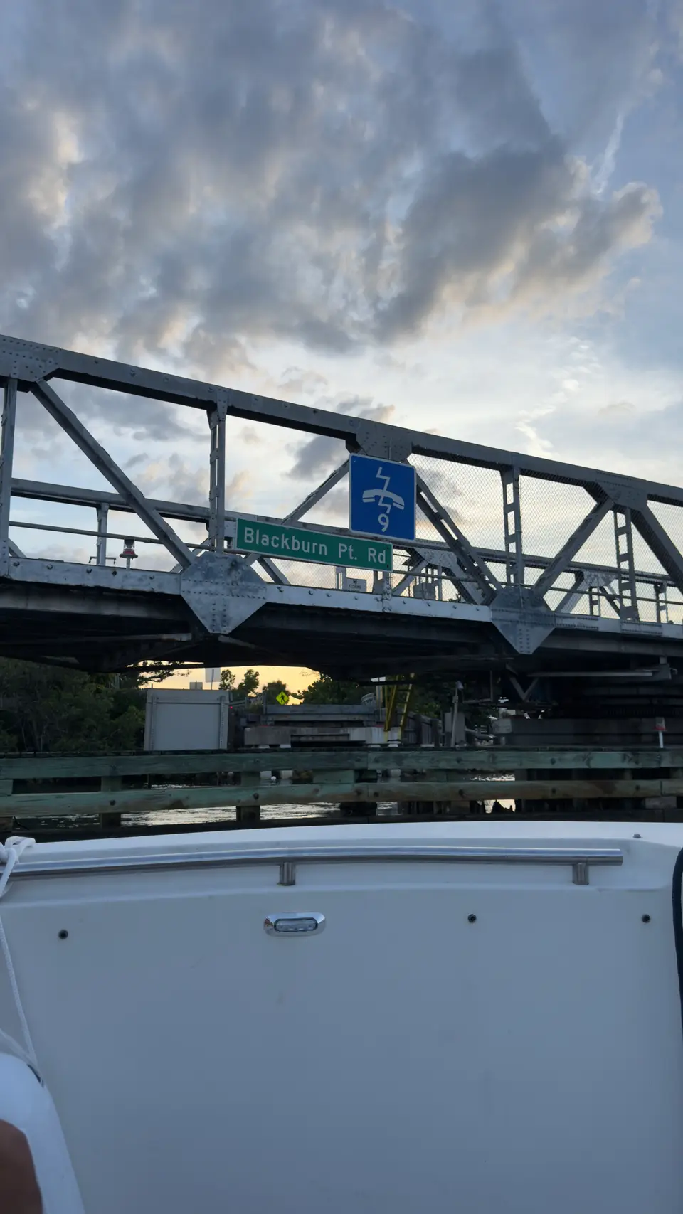 Blackburn Point swing bridge seen from a boat on the Intracoastal
