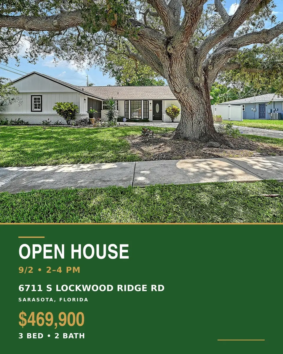 Gulf Gate home with an Open House graphic